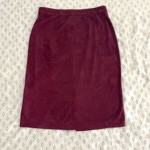 Faux Suede Maroon Pencil Skirt